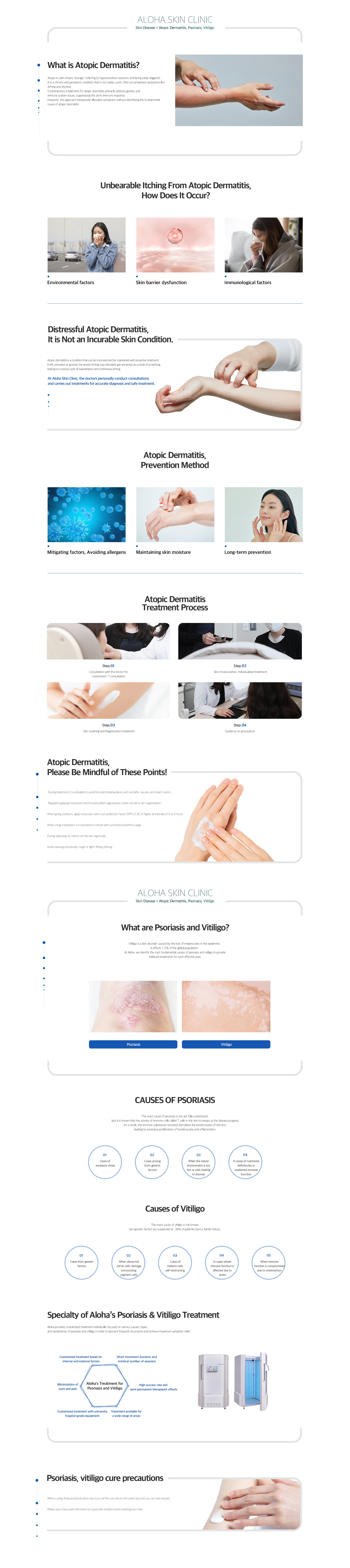 Atopic dermatitis, Psoriasis, Vitiligo